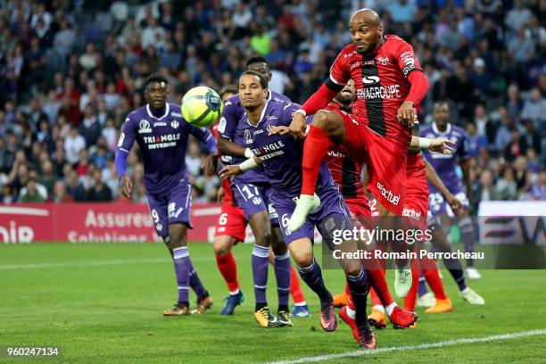 Jimmy Briand of Guingamp in action during the Ligue 1 match between Toulouse and EA Guingamp at Stadium Municipal on May 19, 2018 in Toulouse, .