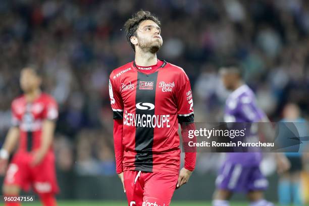 Clement Grenier of Guingamp reacts during the Ligue 1 match between Toulouse and EA Guingamp at Stadium Municipal on May 19, 2018 in Toulouse, .