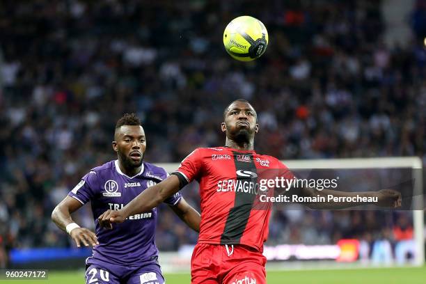 Marcus Thuram of Guingamp in action during the Ligue 1 match between Toulouse and EA Guingamp at Stadium Municipal on May 19, 2018 in Toulouse, .