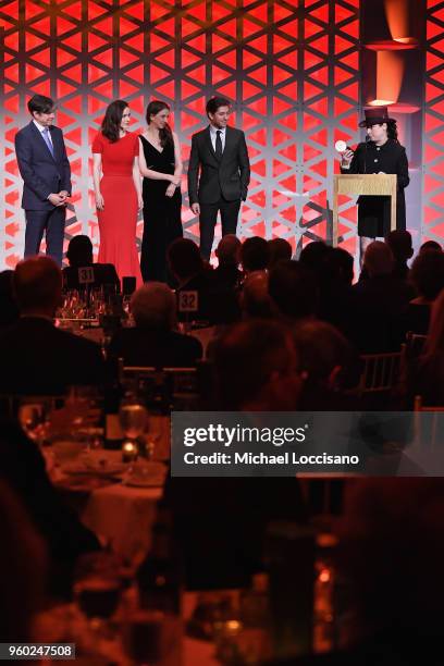 Producer Daniel Palladino, Actors Rachel Brosnahan, Marin Hinkle, Michael Zegen, and Writer and Producer Amy Sherman-Palladino accept the...