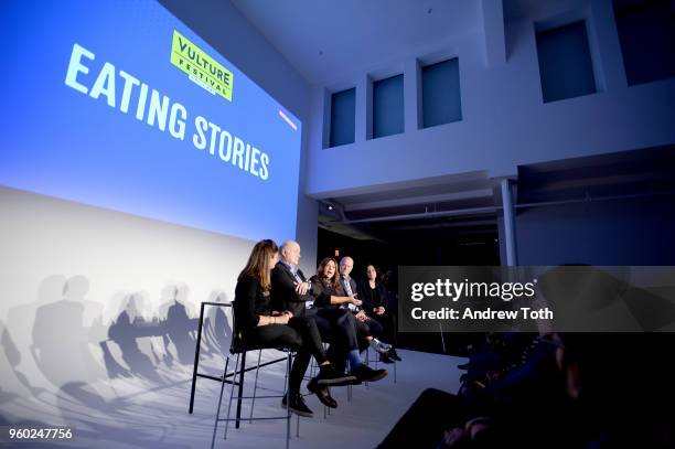 Mary Giuliani, Adam Platt, Rachael Ray, Jonathan Van Meter and Jennifer Rubell appear onstage during Vulture Festival presented by AT&T: Eating...