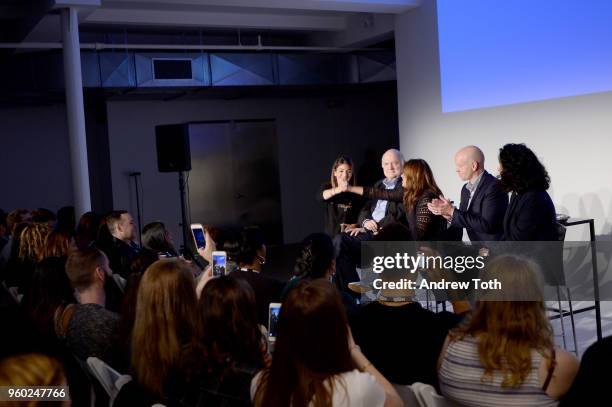 Mary Giuliani, Adam Platt, Rachael Ray, Jonathan Van Meter and Jennifer Rubell appear onstage during Vulture Festival presented by AT&T: Eating...