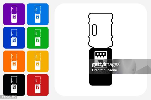 water cooler icon square button set - water cooler white background stock illustrations