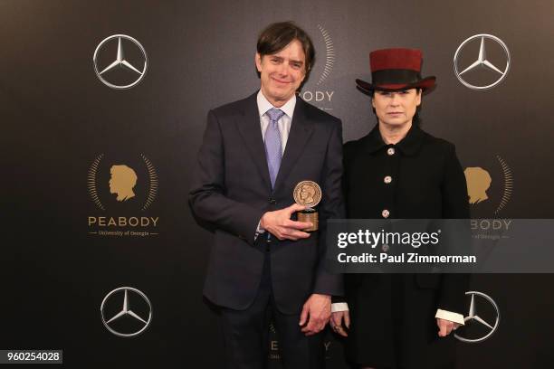 Producer Daniel Palladino and Writer and Producer Amy Sherman-Palladino of "The Marvelous Mrs. Maisel" pose with a Peabody Award at The 77th Annual...