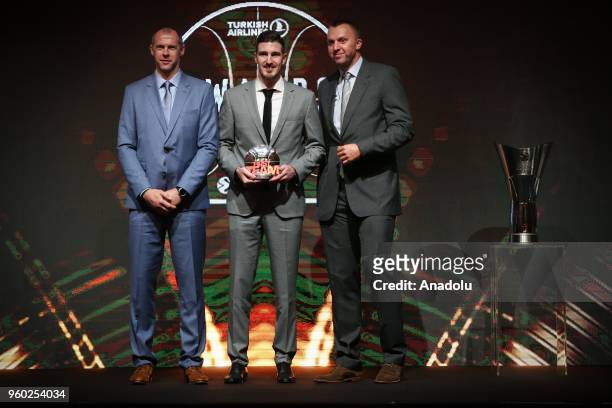 Nando De Colo of CSKA Moscow poses for a photo as he is chosen among best top five players during the 2017-18 Turkish Airlines EuroLeague Awards...