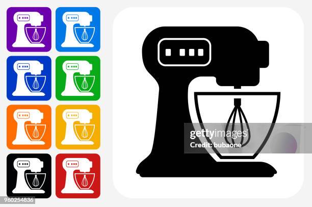 blender icon square button set - food processor stock illustrations