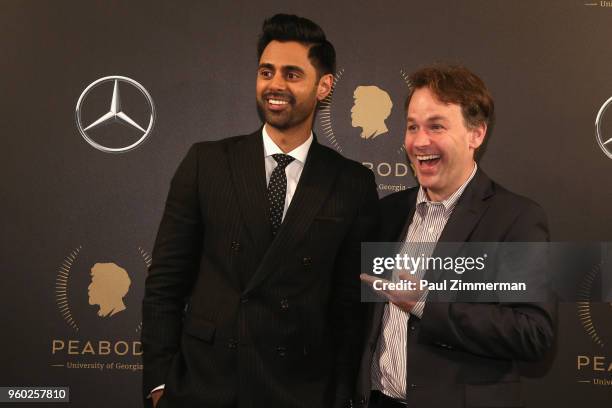 Hasan Minhaj and Mike Birbiglia pose backstage at The 77th Annual Peabody Awards Ceremony at Cipriani Wall Street on May 19, 2018 in New York City.