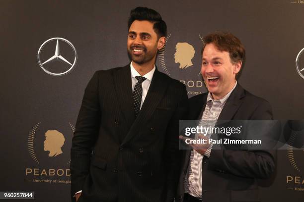 Hasan Minhaj and Mike Birbiglia pose backstage at The 77th Annual Peabody Awards Ceremony at Cipriani Wall Street on May 19, 2018 in New York City.