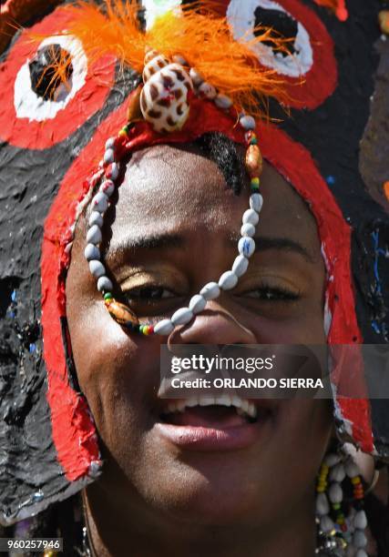Honduran 'garifuna' takes part in the International Carnival of Friendship in La Ceiba, Honduran Caribbean, on May 19, 2018.