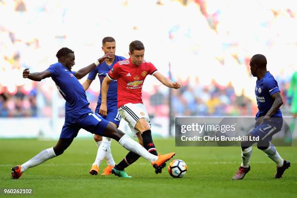 Ander Herrera of Manchester United is challenged by Tiemoue Bakayoko of Chelsea during the Emirates FA Cup Final between Chelsea and Manchester...