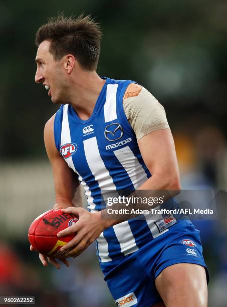 Sam Wright of the Kangaroos in action during the 2018 AFL round nine match between the North Melbourne Kangaroos and the GWS Giants at Blundstone...