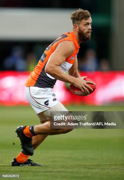 Tim Mohr of the Giants in action during the 2018 AFL round nine match between the North Melbourne Kangaroos and the GWS Giants at Blundstone Arena on...