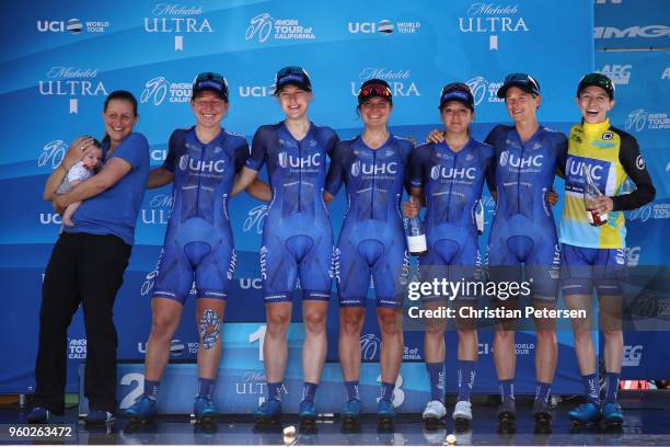 Katie Hall of The United States Yellow Leader Jersey, Elizabeth Banks of Great Britain, Lauren Hall of The United States, Lauretta Hanson of...