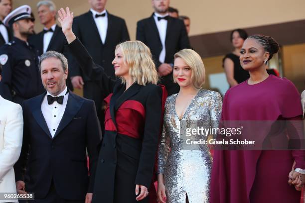 Jury members Denis Villeneuve, Jury president Cate Blanchett and jury member Lea Seydoux attend the Closing Ceremony & screening of "The Man Who...