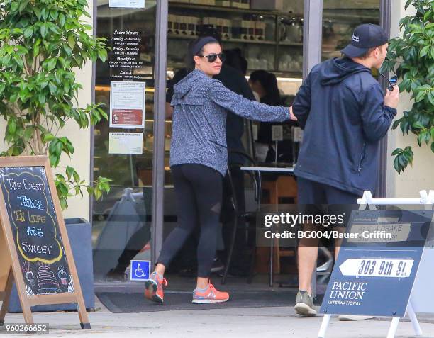 Lea Michele and Zandy Reich are seen on May 19, 2018 in Los Angeles, California.