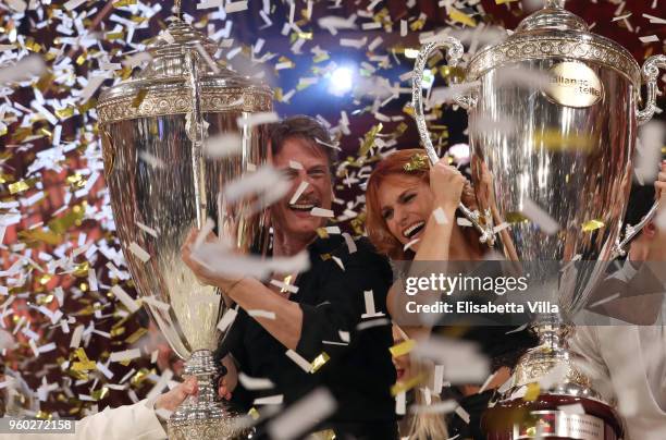 Italian actor Cesare Bocci and his dance partner Alessandra Tripoli win the Italian TV show 'Ballando Con Le Stelle' at RAI Auditorium on May 19,...