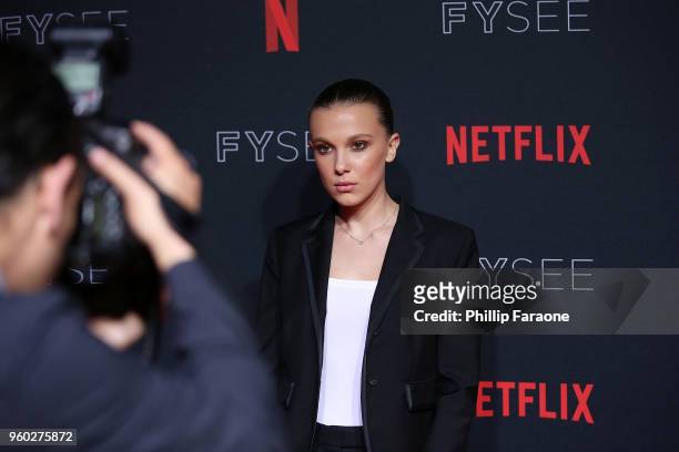 Millie Bobby Brown attends the #NETFLIXFYSEE For Your Consideration "Stranger Things" Event at Netflix FYSEE At Raleigh Studios on May 19, 2018 in...