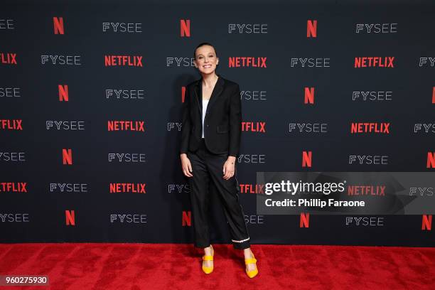 Millie Bobby Brown attends the #NETFLIXFYSEE For Your Consideration "Stranger Things" Event at Netflix FYSEE At Raleigh Studios on May 19, 2018 in...