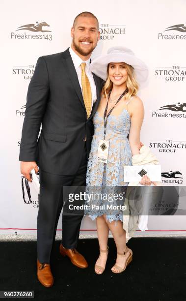 Player Nick Boyle and Kristina Boyle attend The Stronach Group Chalet at 143rd Preakness Stakes on May 19, 2018 in Baltimore, Maryland.
