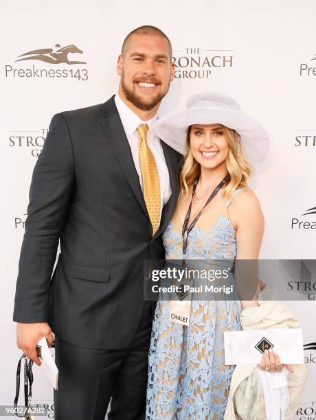 Player Nick Boyle and Kristina Boyle attend The Stronach Group Chalet at 143rd Preakness Stakes on May 19, 2018 in Baltimore, Maryland.