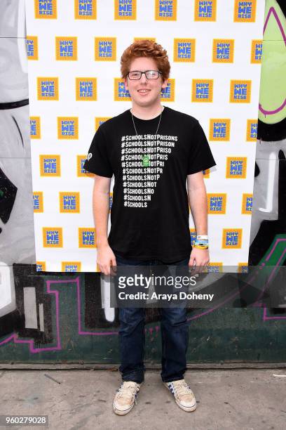 Matt Deitsch, former student at Marjory Stoneman Douglas High School is located in Parkland, Florida attends the WE RISE Rally on May 19, 2018 in Los...