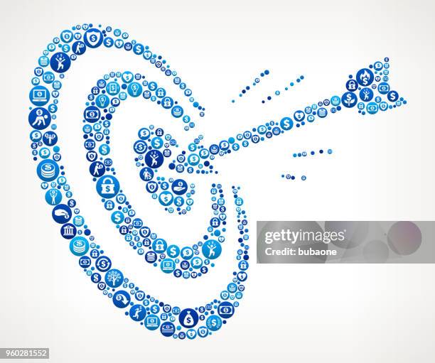 hitting target money blue icon pattern background - lighting strike stock illustrations