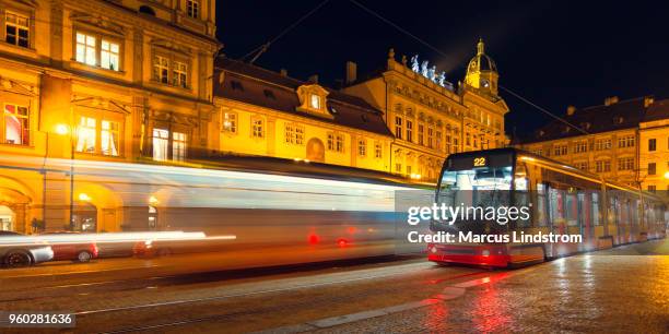 public transportation in prague - prague tram stock pictures, royalty-free photos & images