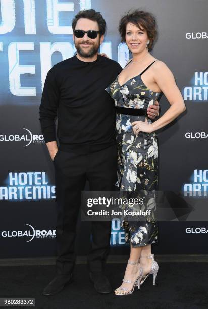 Charlie Day and Mary Elizabeth Ellis attend Global Road Entertainment's "Hotel Artemis" Premiere at Regency Village Theatre on May 19, 2018 in...