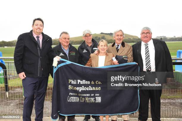 Presentation to owners of Zataglio after winning the Phil Pullen & Co Open Steeplechase at Casterton Racecoure on May 20, 2018 in Casterton,...