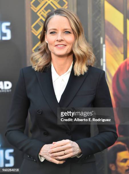 Actress Jodie Foster attends the premiere of Global Road Entertainment's "Hotel Artemis" at Regency Village Theatre on May 19, 2018 in Westwood,...