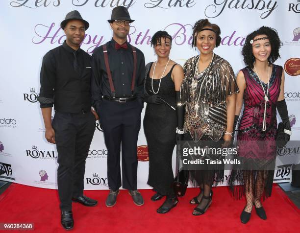 The Johnson family attends actress Ainsley Ross birthday party benefiting The Jonathan Foundation Upstairs At Vitellos on May 19, 2018 in Studio...
