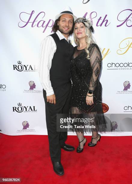Jonathan Marhaba of The Jonathan Foundation and Aubrey Cohorst attend actress Ainsley Ross birthday party benefiting The Jonathan Foundation Upstairs...