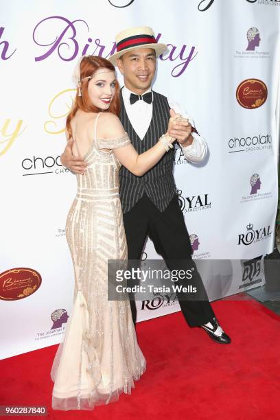 Ainsley Ross and Minn of Hollywood Hotshots attend actress Ainsley Ross birthday party benefiting The Jonathan Foundation Upstairs At Vitellos on May...