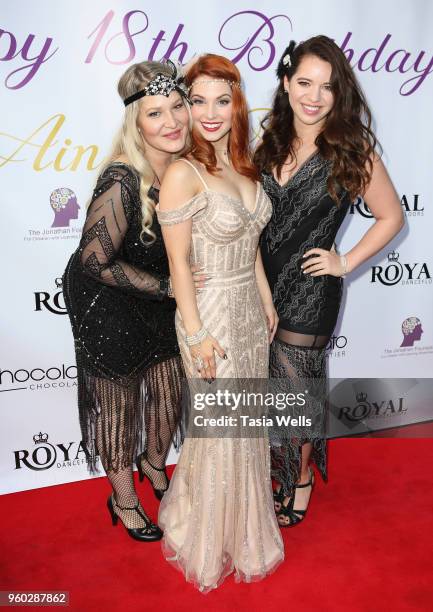 Aubrey Cohorst, Ainsley Ross and Ashley Zamora attend actress Ainsley Ross birthday party benefiting The Jonathan Foundation Upstairs At Vitellos on...