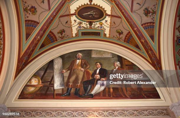 Fresco painted in the 1860s by Constantino Brumidi in the Senate Wing of the U.S. Capitol in Washington, D.C., depicts the historic Louisiana...