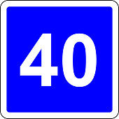 Road sign with suggested speed of 40 km/h