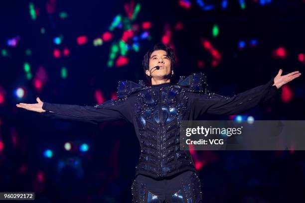 Singer Wang Leehom performs onstage during his concert on May 19, 2018 in Nanjing, Jiangsu Province of China.