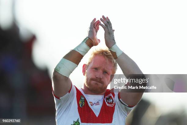 James Graham of the Dragons thanks the fans after victory in the round 11 NRL match between the St George Illawarra Dragons and the Canberra Raiders...