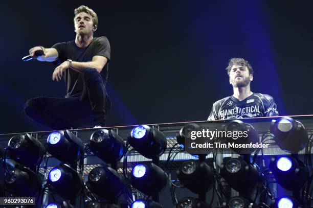 Andrew Taggart and of The Chainsmokers perform during the 2018 Hangout Festival on May 19, 2018 in Gulf Shores, Alabama.