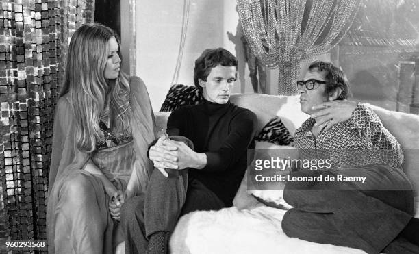 Brigitte Bardot, Mathieu Carrière and Roger Vadim on the set of "Don Juan 73", directed by Roger Vadim,