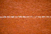 Line on empty, red clay, tennis court