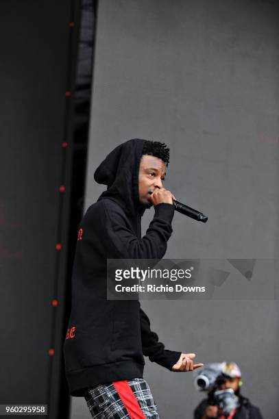 Rapper 21 Savge performs at Infield Fest prior to the 143rd Preakness Stakes at Pimlico Race Course on May 19, 2018 in Baltimore, Maryland.
