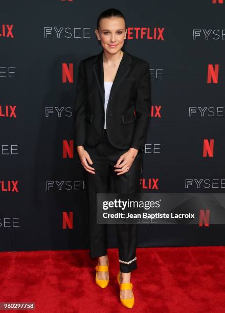 Millie Bobby Brown attends the #NETFLIXFYSEE For Your Consideration "Stranger Things" Event on May 19, 2018 in Hollywood, California.