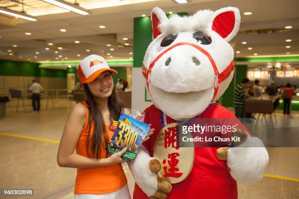 May 31 : A girl promoting the Triple Trio with an expected total dividend of up to $33 million at Sha Tin racecourse on May 31, 2009 in Hong Kong,...