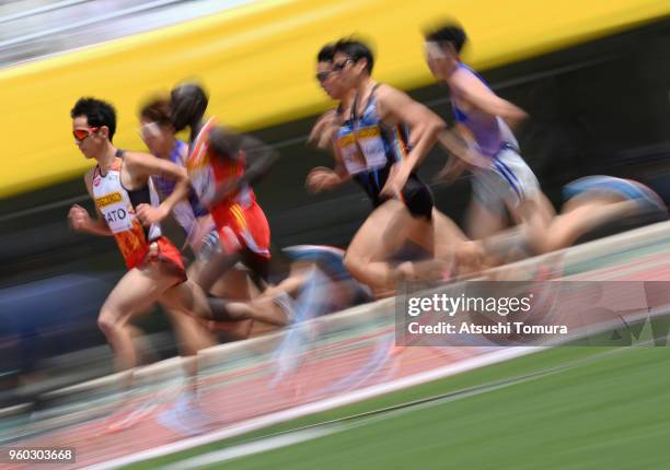 Yuki Sato of Japan leads the pack in the Men's 3000m during the IAAF Golden Grand Prix at Yanmar Stadium Nagai on May 20, 2018 in Osaka, Japan.