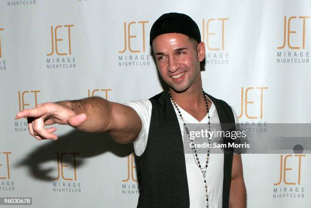 Mike "The Situation" Sorrentino from the MTV show, "Jersey Shore" arrives at the Jet Nightclub at the Mirage Hotel & Casino to host a party early...