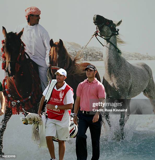 Martin Kaymer of Germany on the 7th tee during the third round of the Abu Dhabi Golf Championship at the Abu Dhabi Golf Club on January 23, 2010 in...