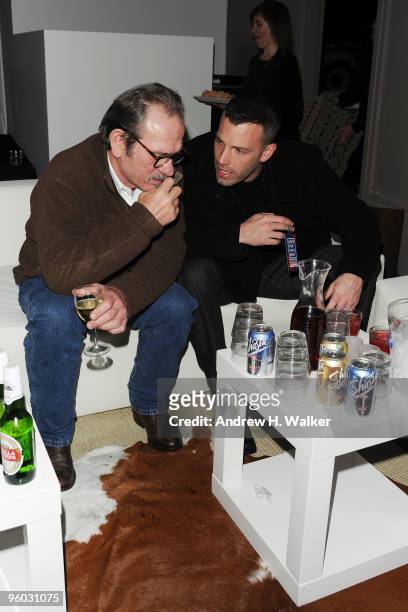 Actors Tommy Lee Jones and Ben Affleck attend the DIRECTV party for "The Company Men" at Village at the Yard on January 22, 2010 in Park City, Utah.