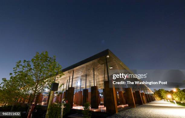 Night view of The National Memorial for Peace and Justice on April 20, 2018 in Montgomery, Al.