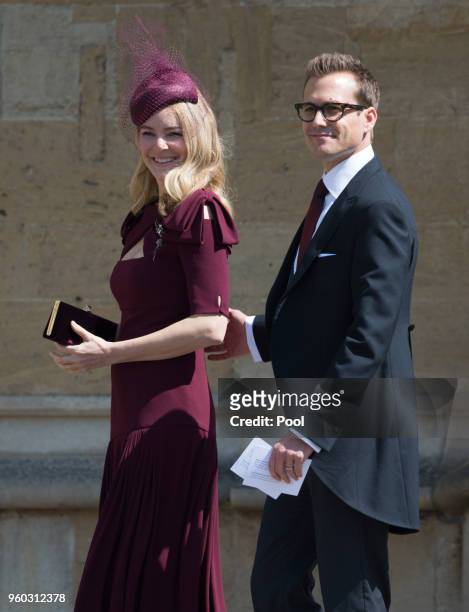Gabriel Macht and Jacinda Barrett attend the wedding of Prince Harry to Ms Meghan Markle at St George's Chapel, Windsor Castle on May 19, 2018 in...